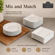 Simply Round 6" Appetizer Plate by 10 Strawberry Street – 6" Appetizer, Ceramic, White, Pack of 6, Model 6RD-6ACE-TSS
