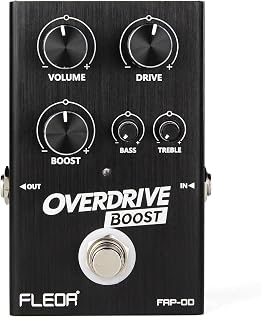 FLEOR Overdrive Pedal with Boost, Warm Dynamic Overdrive Effects, True Bypass Guitar Pedal for Electric Guitar & Bass