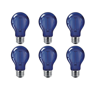 LED A19 Party Bulbs: Filament Glass by PHILIPS – 6 Count (Pack of 1), Glass, Blue, Model 538231
