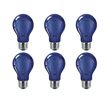 LED A19 Party Bulbs: Filament Glass by PHILIPS – 6 Count (Pack of 1), Glass, Blue, Model 538231