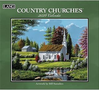 Lang, Country Churches 2026 Wall Calendar by Bill Saunders, 13.4'' X 12'', 12-Month Calendar with Stapled Binding