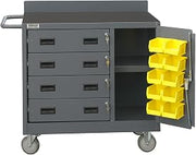 Durham 16 Gauge Welded Steel Mobile Cabinet with 4 Drawers and 10 Bins Lockable Storage Compartment, 2211-DLP-RM-10B-95, 1 Shelf