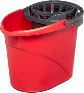 2.5 Gallon Mop Bucket with Wringer, Hands-Free Built-in Inner Wringer, | Non-Slip Rubber Grip, No Splash Pour Spout for Microfiber Mops, Hardwood Laminate Tile Floor Cleaning