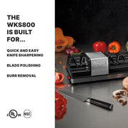 Commercial Professional Knife Sharpener with 3 Stations by Waring – One Size, Plastic, Black, Model WKS800