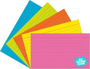 Pacon Super Bright Assorted Index Cards, Pink, Yellow, Lime, Blue, 3" x 5"