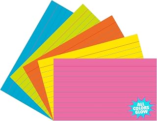 Pacon Super Bright Assorted Index Cards, Pink, Yellow, Lime, Blue, 3" x 5"