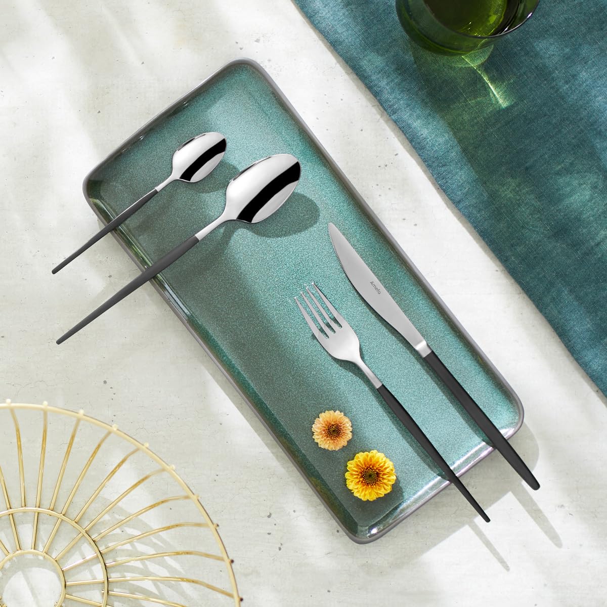 Soprano Cutlery Set by Amefa – 24, Stainless Steel, Black, Model 1114DTAF11C40