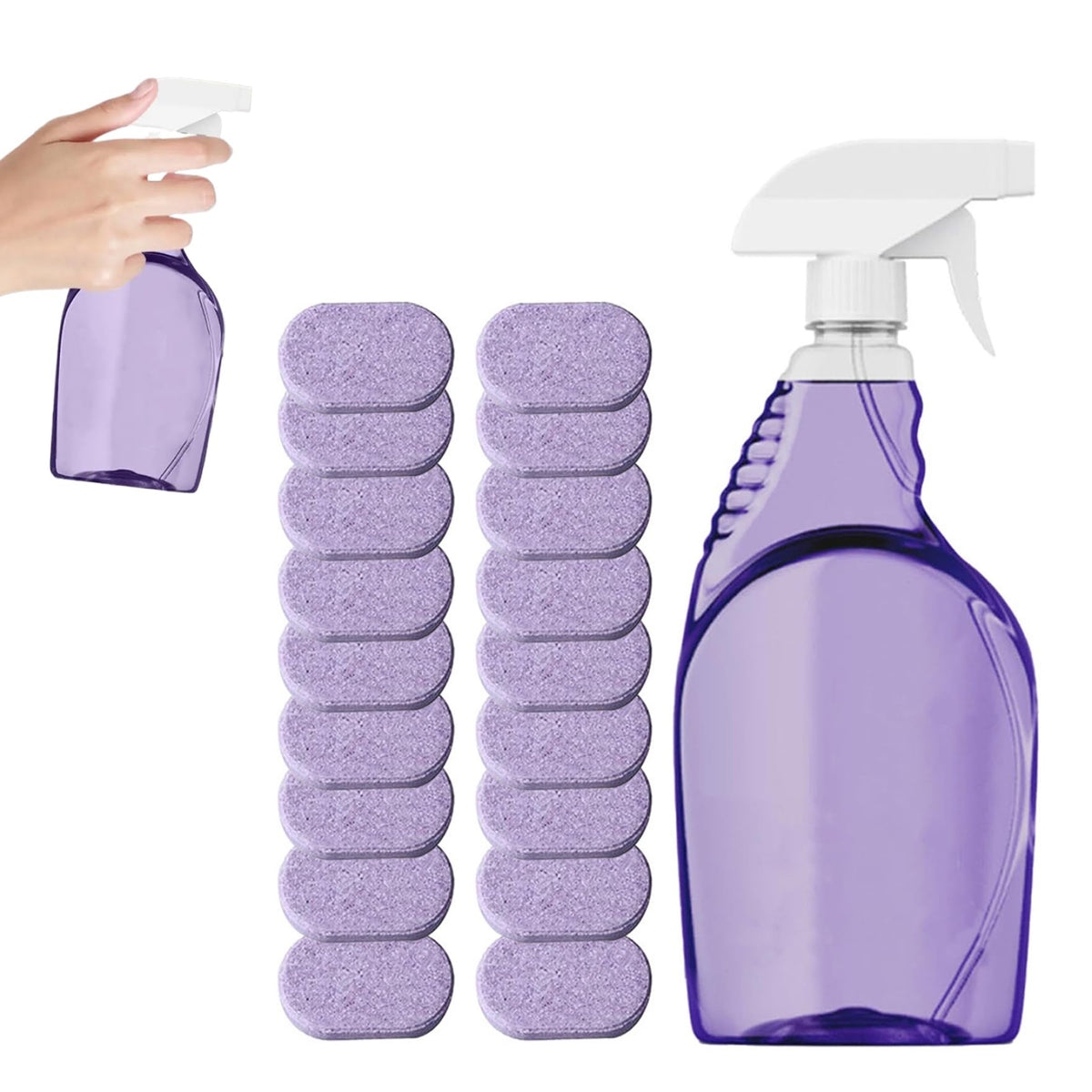 Splash Spray Cleaner Bottle with 18PCS Cleaning Tablets by BEAHING – Bottle, Plastic, 18pcs Tablet