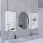 Tuhome Oba 2-Pc Wall Mount Medicine Cabinet - Bathroom Storage w/Shelves White