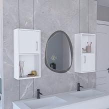 Tuhome Oba 2-Pc Wall Mount Medicine Cabinet - Bathroom Storage w/Shelves White