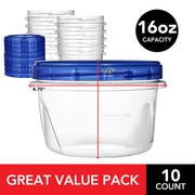 Stock Your Home 16 oz / Blue / 10 Pack Container Sets