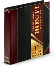 Professional Luxor 3 Ring Binder 1 Inch Locking Round Rings, Maroon Turned Edge Flat, Durable Heavy Duty Presentation Folder Binder for Documents Paper Files Projects