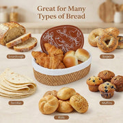 YANGQIHOME Rattan Bread Basket with Warming Stone, 9 x 12.6 x 3.9 Inches, Natural