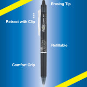 FriXion Clicker Erasable Gel Pens, Fine Point 0.7 mm, (Pack of 12, 144 Count Total), Black by PILOT – 12 Count (Pack of 12), Ink, Black, Pack of 12, Model 18505