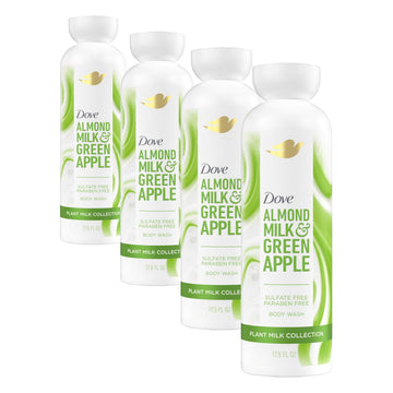Plant Milk Cleansing Body Wash Almond Milk & Green Apple for Moisturized Skin Gentle Cleanser by Dove – 17.5 Fl Oz (Pack of 4), White, Pack of 4, Model 011111056237