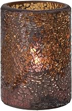 Hollowick Gold Crackle Glass Cylinder Lamp, 4 1/2 x 3 1/8 x 3 1/8 inch - 1 each.