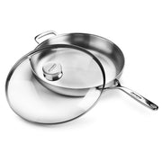 5-Plus 12.5-inch Stainless Steel Fry Pan with Glass Lid by Demeyere – 12.5-inch, Stainless Steel, Model 1015883