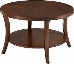 Furnifact Classic Round Coffee Table with Shelf Stylish Design Durable Construction Functional Storage Surface Ideal for Living Rooms and Lounges