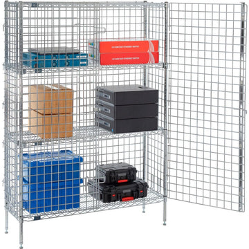 Chrome, Security Shelving Unit, 2 Quick Adjust Shelves, 48" W x 14" D x 66" H by Nexel – Alloy Steel, Silver, Model SU1448CPS2