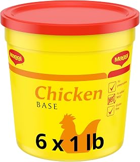 Maggi Chicken Base, Stock and Bouillon, Gluten Free, No MSG, Bulk 1 lb Tub (Pack of 6)