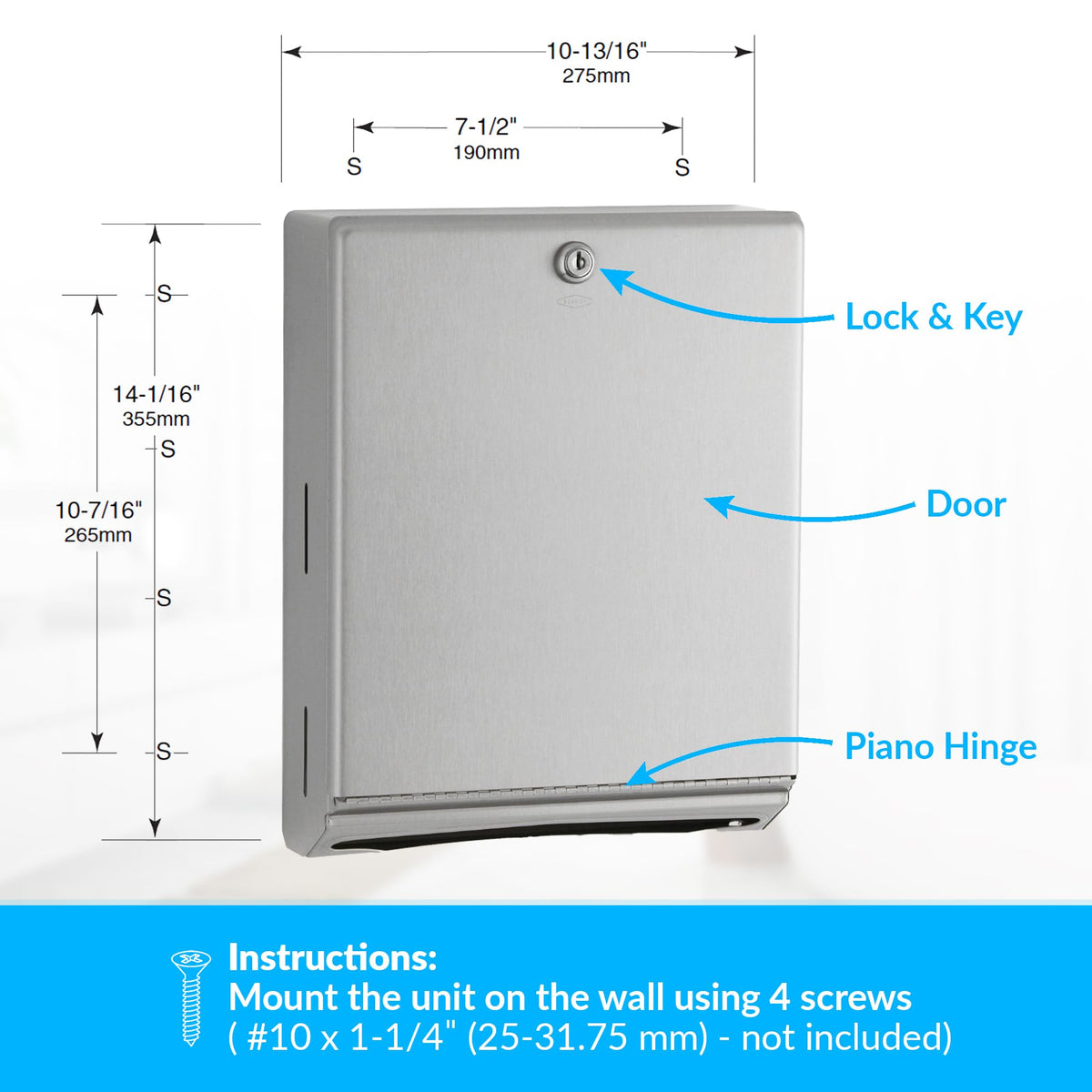 Bobrick 14" / Tumbler Lock / Satin Finish Categories