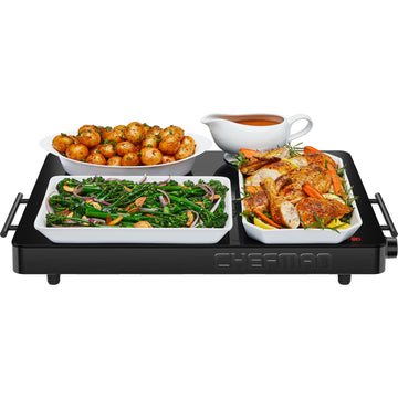 Chefman Electric Warming Tray, Adjustable Temp, 21 x 16 Inch Glass Surface, Black