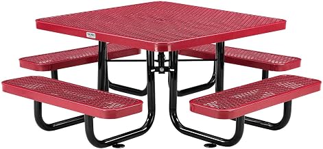 Global Industrial 46" Square Kids Picnic Table, Expanded Metal, Red