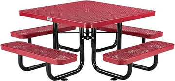 Global Industrial 46" Square Kids Picnic Table, Expanded Metal, Red