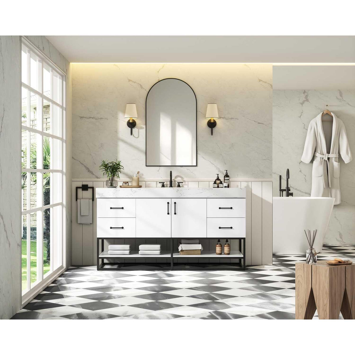 Caroline Bathroom Vanity White by Lighting Design – Wood, White, Model VF29260WH