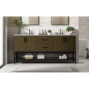 Elegant Kitchen and Bath 72" Double Bathroom Vanity in Chestnut Brown by Elegant Lighting – 72" W x 22" H x 24" D, Wood, Chestnut Brown, Model VF60772DMCB