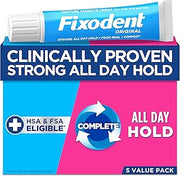 Fixodent Original Secure Denture Adhesive Cream for Full and Partial Denture Wearers, 2.4oz (Pack of 5)