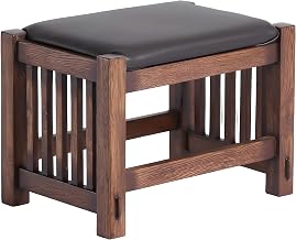 Starlight Canyon Home Solid Wood Foot Stool with Spindle Legs, Small Ottoman Footrest Hassock for Living Room or Couch Use, Walnut