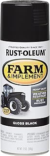 Rust-Oleum Farm & Implement Gloss Black Spray Paint | Tractor Touch-Up Paint, Equipment Restoration, Durable Outdoor Finish, Rust Protection, 12 Oz
