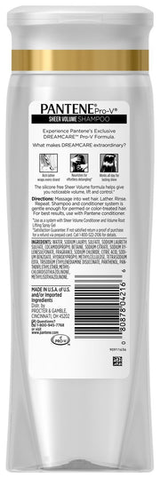 Pro-V Fine Hair Sheer Volume Shampoo - 12.6 oz by Pantene – 12.6 Fl Oz (Pack of 1), White, Model PG-1772