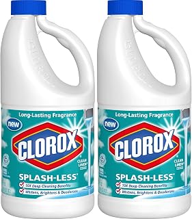 Clorox Splash-Less Bleach, Clean Linen Scent, 55 Ounces, 2 Pack (110 Ounces Total), Real Bleach Made Simple™