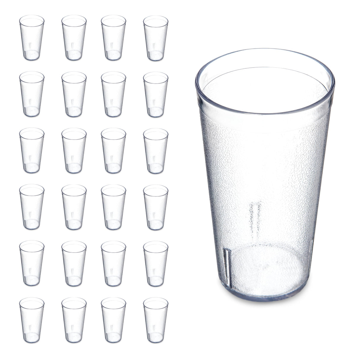 Carlisle Plastic Tumbler – 16 oz, Pebble Textured, Stackable, 24-Pack