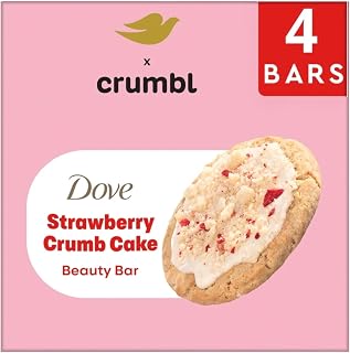 Dove x Crumbl Strawberry Crumb Cake Beauty Bar, Limited Edition, Strawberry Scent, 4 Bars