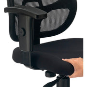 Task Chair with Mesh Back and Fabric Upholstered Seat by Global Industrial – 16.5"H x 17.75"W x 18.5"L, Plastic, Black, Model A2813TM1+22A4
