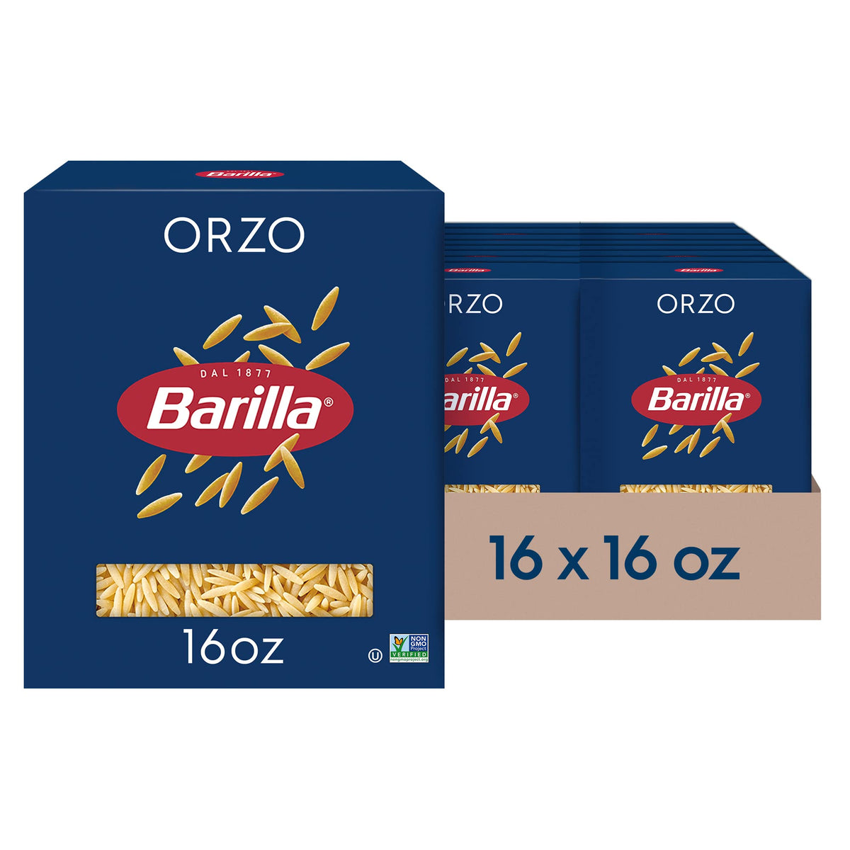 Orzo Pasta by Barilla – 16 Ounce (Pack of 16), Pack of 16, Model 1000009026