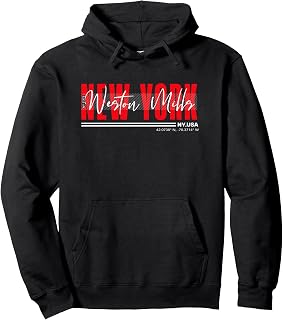 Weston Mills New York Streetwear Bold Red Urban Design Pullover Hoodie