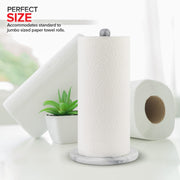 Marble Paper Towel Holder Countertop Stand in White by Modern Innovations – 6.75" Diameter x 12.5" Height, Marble, Model 1295