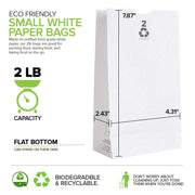 2 Lb Lunch Bags (250 Count) Eco Friendly Small Bags for Packing Lunch by Stock Your Home – 2 lb / 250 Count, 2.0 pounds, Paper, White, Pack of 250