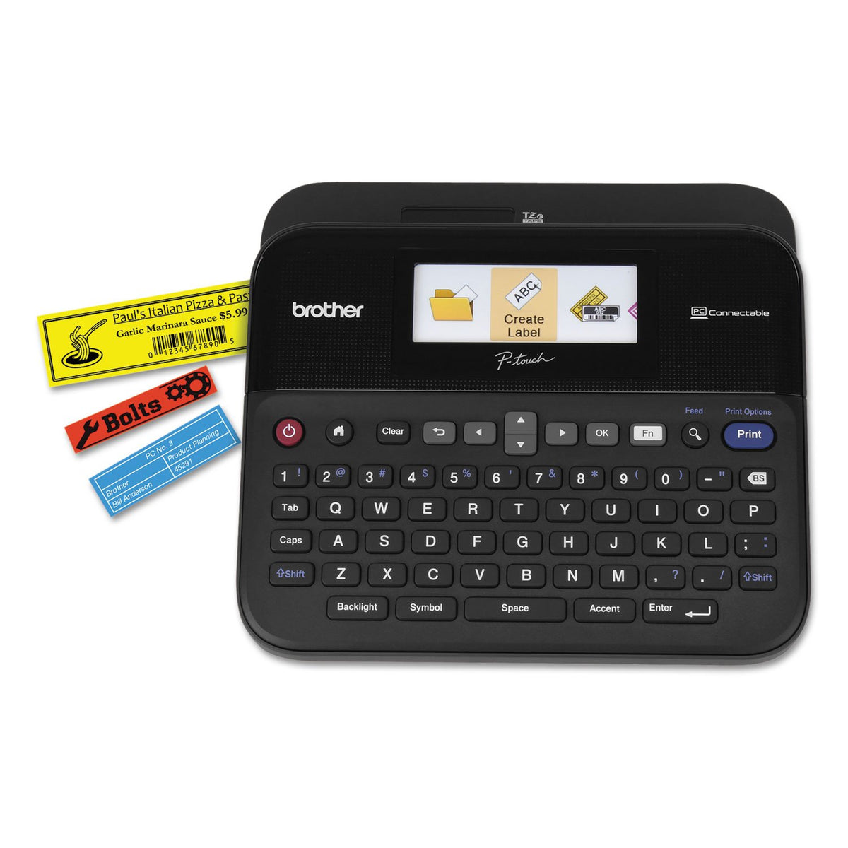 P-Touch Label Maker by Brother – Regular, Plastic, Black, Grey, Pack of 5, Model PTD600