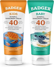 SPF 40 Baby Sunscreen and SPF 40 Kids Sunscreen by Badger – Pack of 2