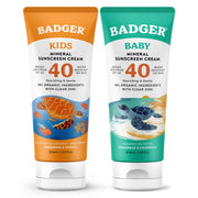 SPF 40 Baby Sunscreen and SPF 40 Kids Sunscreen by Badger – Pack of 2