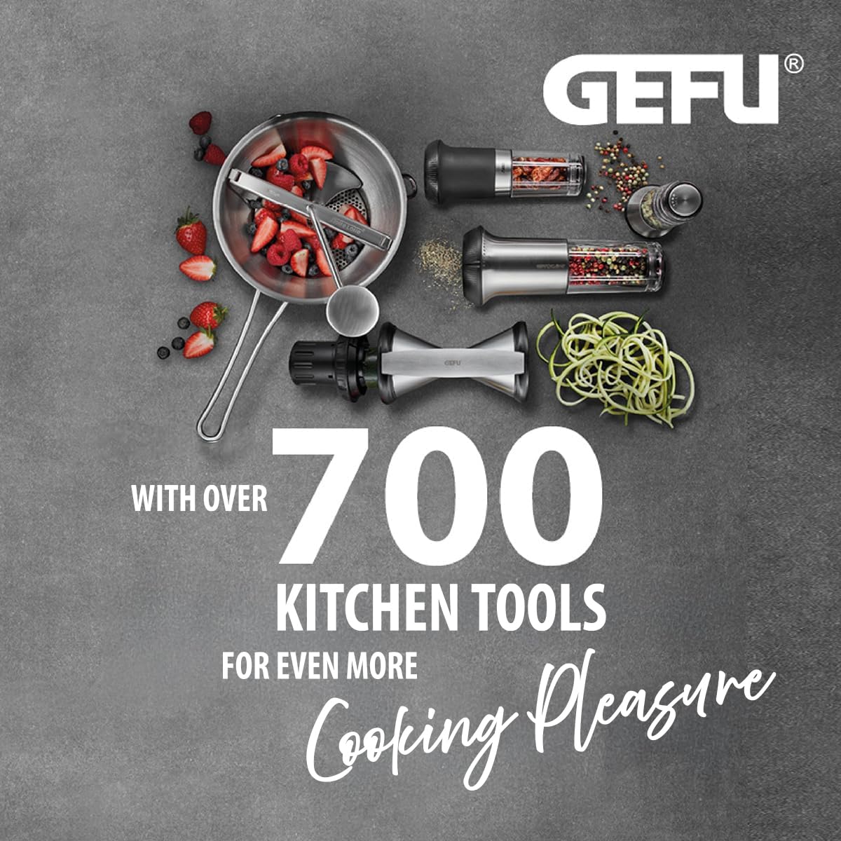 Multi-Purpose Grater by GEFU – Fein- und Grobreibe, Stainless Steel, Silver/Black, Model GF24-50480