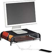 Safco Products Onyx Mesh Monitor Stand 2159BL, Black Powder Coat Finish, Durable Steel Mesh Construction