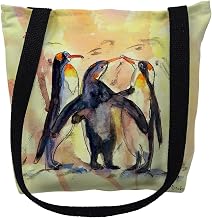 Betsydrake TY097G 18 x 18 in. Penguins Tote Bag - Large Black