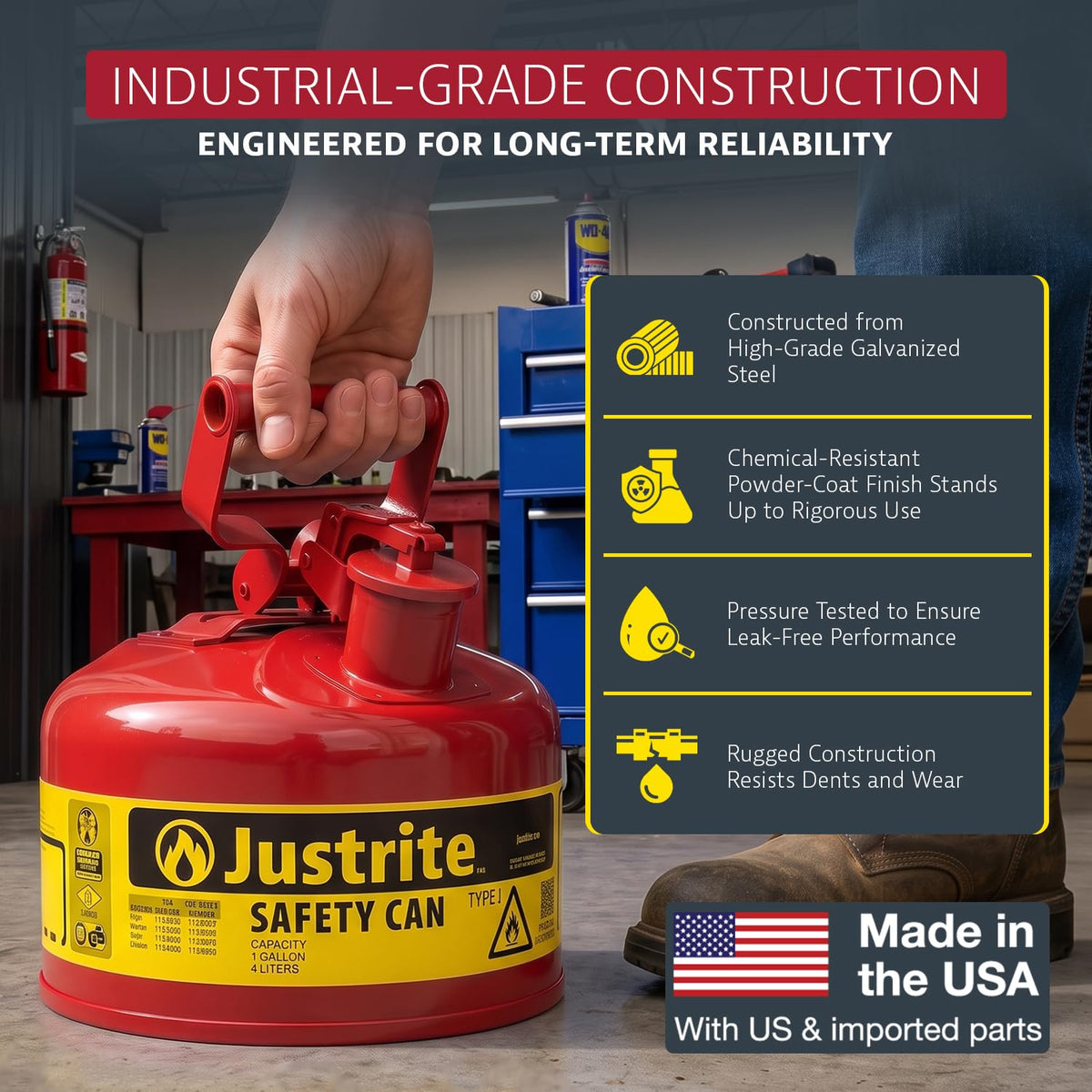 Justrite Red / 1 Gallon / Type I Cans