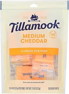 Tillamook Medium Cheddar Cheese 3/4 oz Snack Portions, 10 ct